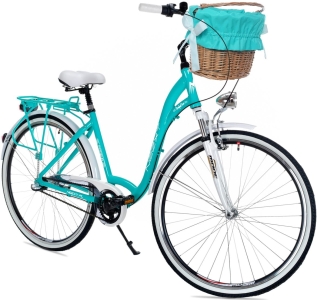 Rower Miejski Damski NEEXT MODENA 28" Aluminiowy 3 biegi Shimano  LAZUROWO BIAŁY