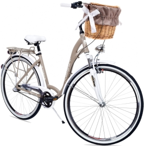 Rower Miejski Damski NEEXT MODENA 28" Aluminiowy 3 biegi Shimano BEŻOWO BIAŁY