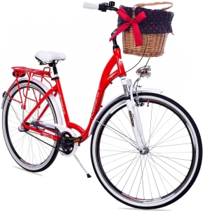 Rower Miejski Damski NEEXT MODENA 28" Aluminiowy 3 biegi Shimano CZERWONO BIAŁY