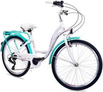 Rower Miejski Dziewczęcy NEEXT LAURA 24" 6 biegowy Shimano BIAŁO  LAZUROWY
