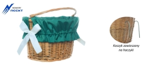 Koszyk wiklinowy rowerowy zawieszany z wkładem mat