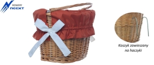 Koszyk wiklinowy rowerowy zawieszany z wkładem mat