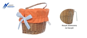 Koszyk wiklinowy rowerowy zawieszany z wkładem mat