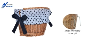 Koszyk wiklinowy rowerowy zawieszany z wkładem mat
