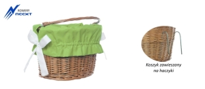 Koszyk wiklinowy rowerowy zawieszany z wkładem mat