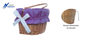Koszyk wiklinowy rowerowy zawieszany z wkładem mat