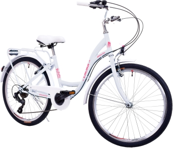 Rower Miejski Dziewczęcy NEEXT LAURA 24" 6 biegowy Shimano  BIAŁY