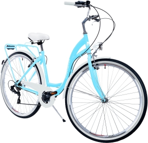 Rower Miejski Damski NEEXT GRACJA 28" 7 biegów Shimano BŁĘKITNO BIAŁY