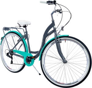 Rower Miejski Damski NEEXT GRACJA 28" 7 biegów Shimano GRAFITOWO  LAZUROWY