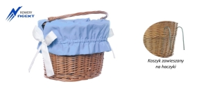 Koszyk wiklinowy rowerowy zawieszany z wkładem mat 