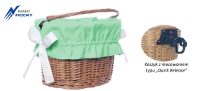 Koszyk wiklinowy rowerowy na CLICK z wkładem mat  