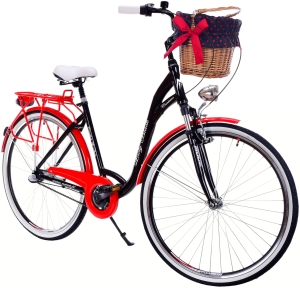 Rower Miejski NEEXT LADY BLACK 28" ALU 3 biegi Czarno Czerwony