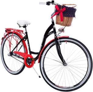 Rower Miejski NEEXT LADY BLACK 28" 3 biegi Czarno Czerwony