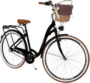 Rower Miejski Damski NEEXT GRACJA 28" ALU 3 biegi Shimano CZARNO BRĄZOWY