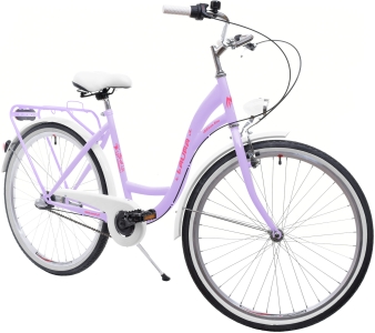 Rower Miejski Damski NEEXT LAURA 26" Aluminiowy 3 biegowy Shimano LILIOWO BIAŁY