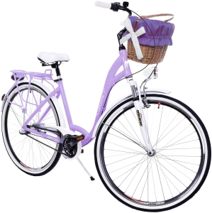 Rower Miejski Damski NEEXT MODENA 28" Aluminiowy 3 biegi LILIOWO BIAŁY na prezent