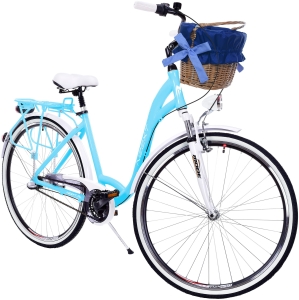 Rower Miejski Damski NEEXT MODENA 28" Aluminiowy 3 biegi Shimano BŁĘKITNO BIAŁY