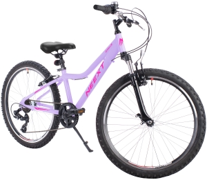 Rower Junior NEEXT ACTION JR 24 cale MTB 6-biegów Aluminiowy Lekki SHIMANO LILIOWY prezent na komunię