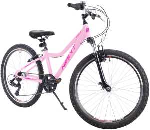 Rower Junior NEEXT ACTION JR 24 cale MTB 6-biegów Aluminiowy Lekki SHIMANO LILIOWY prezent na komunię