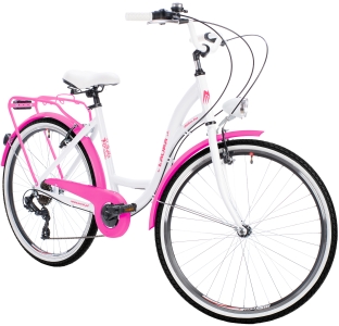 Rower Miejski Damski NEEXT LAURA 26" Aluminiowy 7 biegowy Damka Shimano BIAŁO RÓŻOWY na prezent