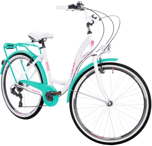 Rower Miejski Damski NEEXT LAURA 26" Aluminiowy 7 biegowy Damka Shimano BIAŁO LAZUROWY na prezent