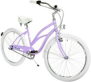 Rower Miejski Damski NEEXT CRUISER 26" Aluminiowy 3 biegi SHIMANO  LILIOWO BIAŁY